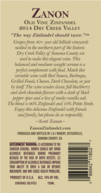 Zanon Zinfandel 2014 Old Vine Dry Creek Valley
