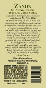 Zanon Sauvignon Blanc 2018 Dry Creek Valley