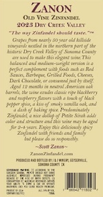 Zanon Old Vine Zinfandel 2022 Dry Creek Valley 2023 Zanon Zinfandel Old Vine Dry Creek Valley